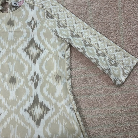 Gretchen Scott Beige Tan White Ikat Print Knee Length Dress Size Medium - Picture 5 of 14